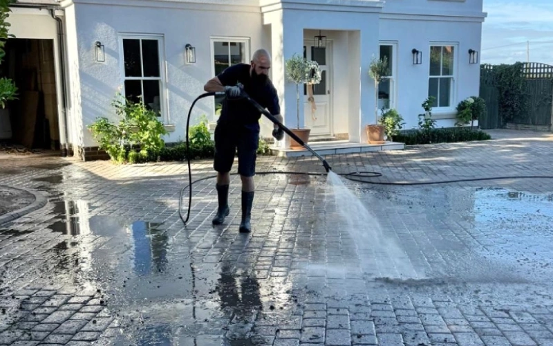 Patio and driveway pressure washing